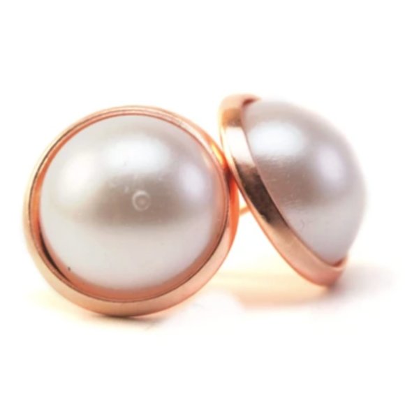 Jewelry - 3/$20 Pearl Earrings 12mm Rose Gold Jewellery